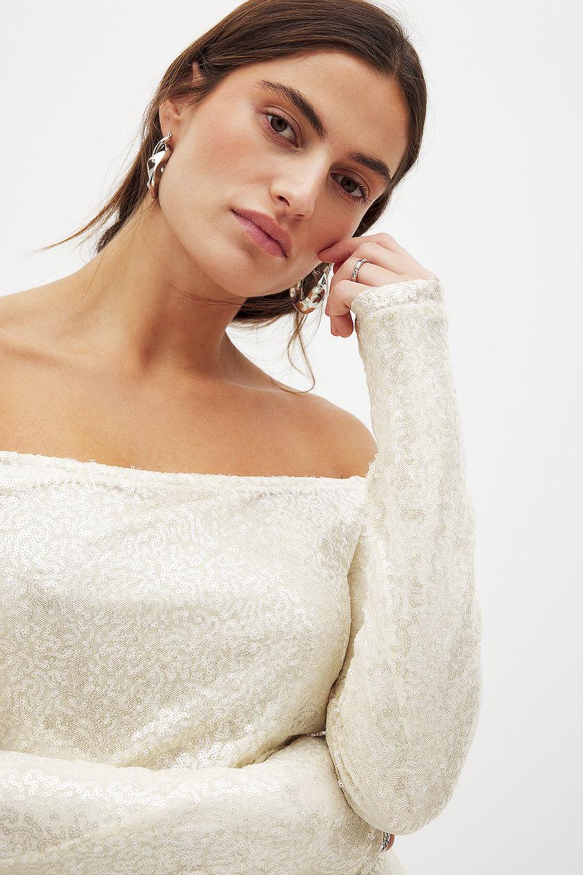 Off Shoulder Sequin Mini Dress Product Image