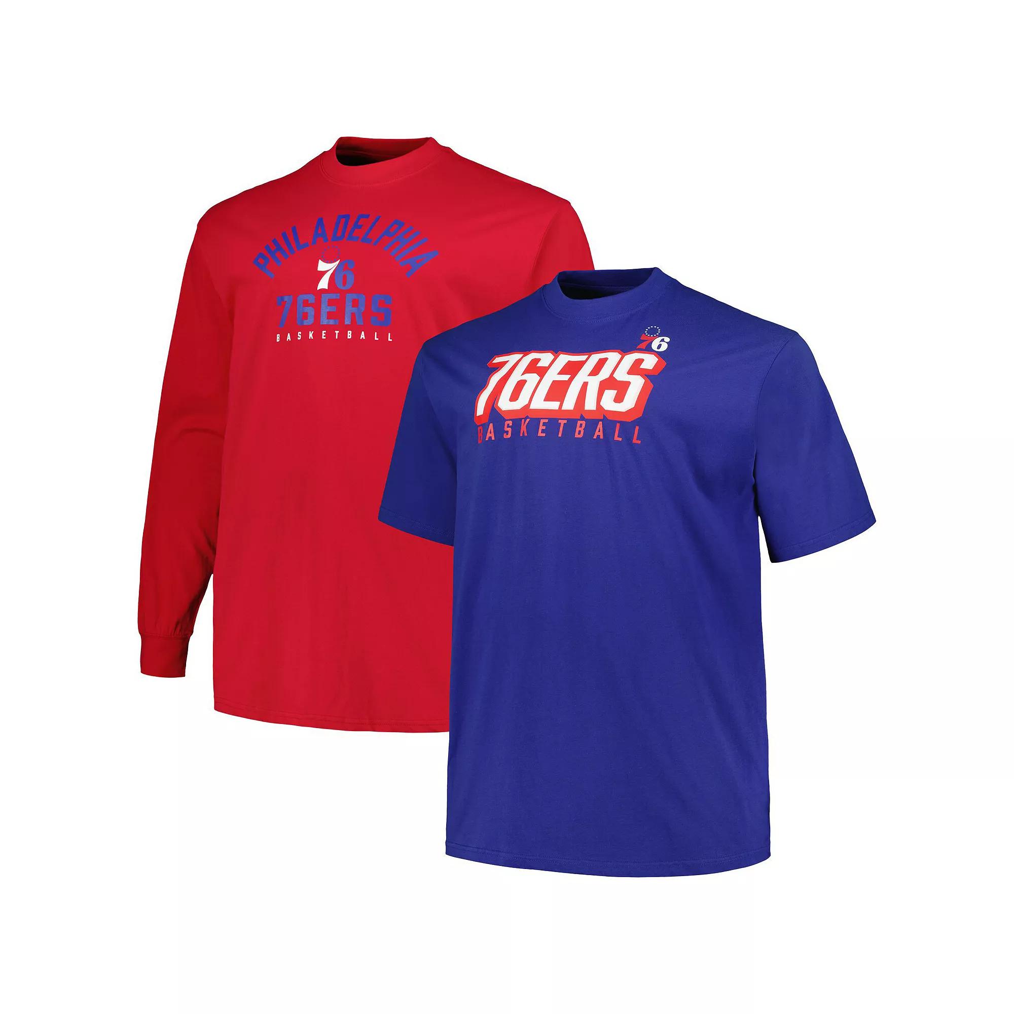 Men's Fanatics Branded Royal/Red Philadelphia 76ers Big & Tall Short Sleeve & Long Sleeve T-Shirt Set, Size: 3XB, 76r Blue Product Image