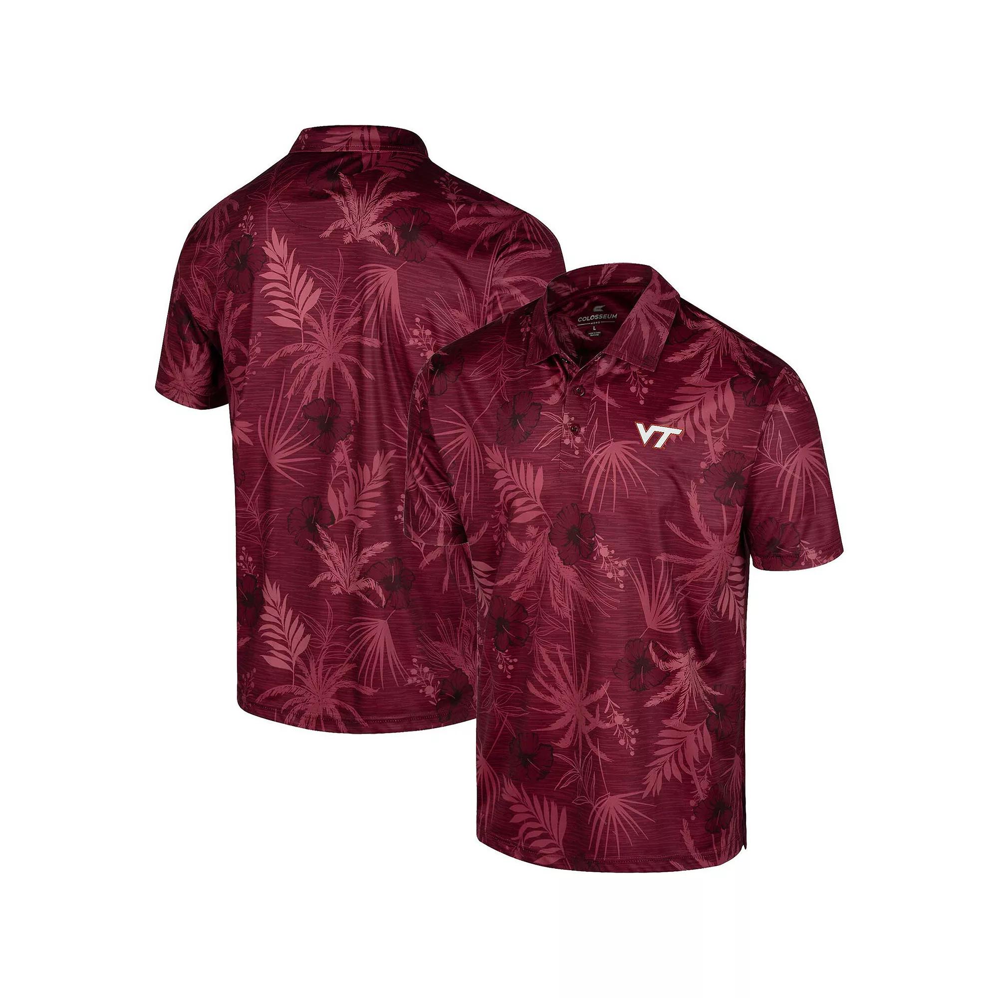 Men's Colosseum Maroon Virginia Tech Hokies Palms Team Polo,  Product Image