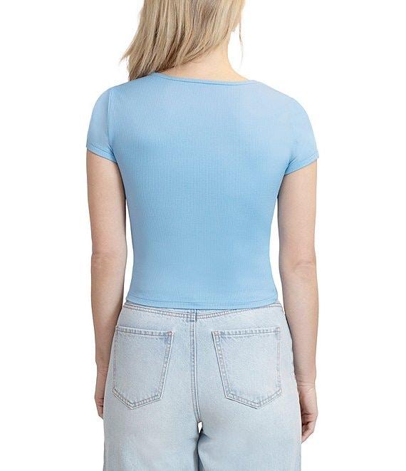 Stevie By Steve Madden Square Neck Cropped Short Sleeve Top Product Image