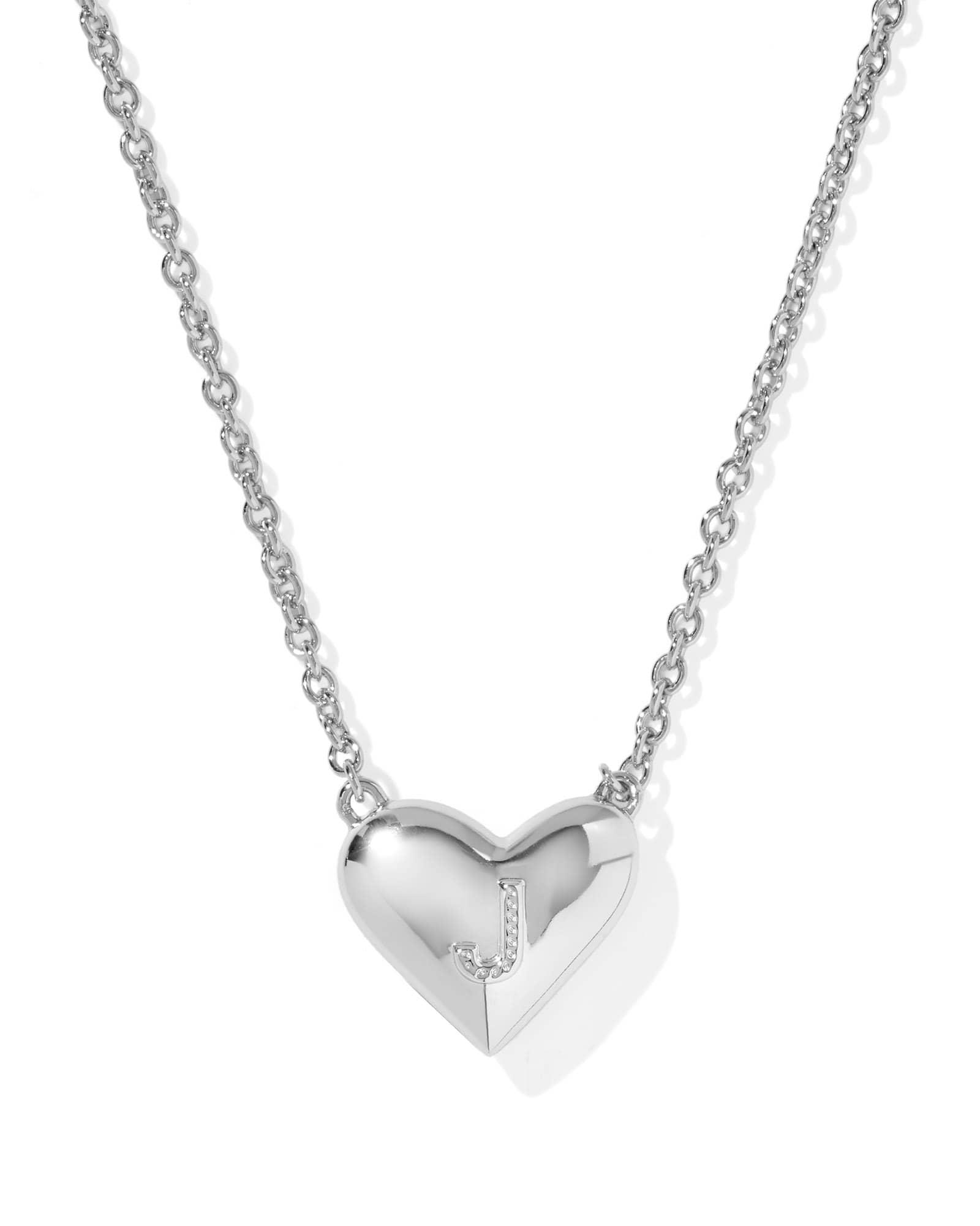 Ari Heart Letter J Silver Short Pendant Necklace Product Image