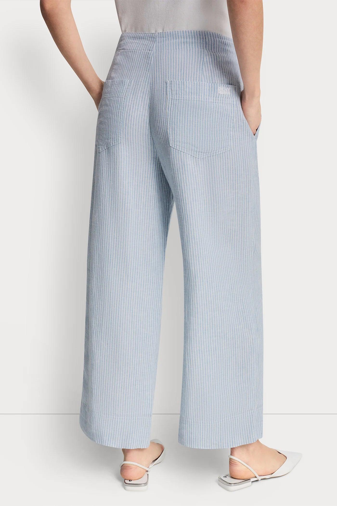CROPPED WIDE LEG LINEN-BLEND PANTS Product Image