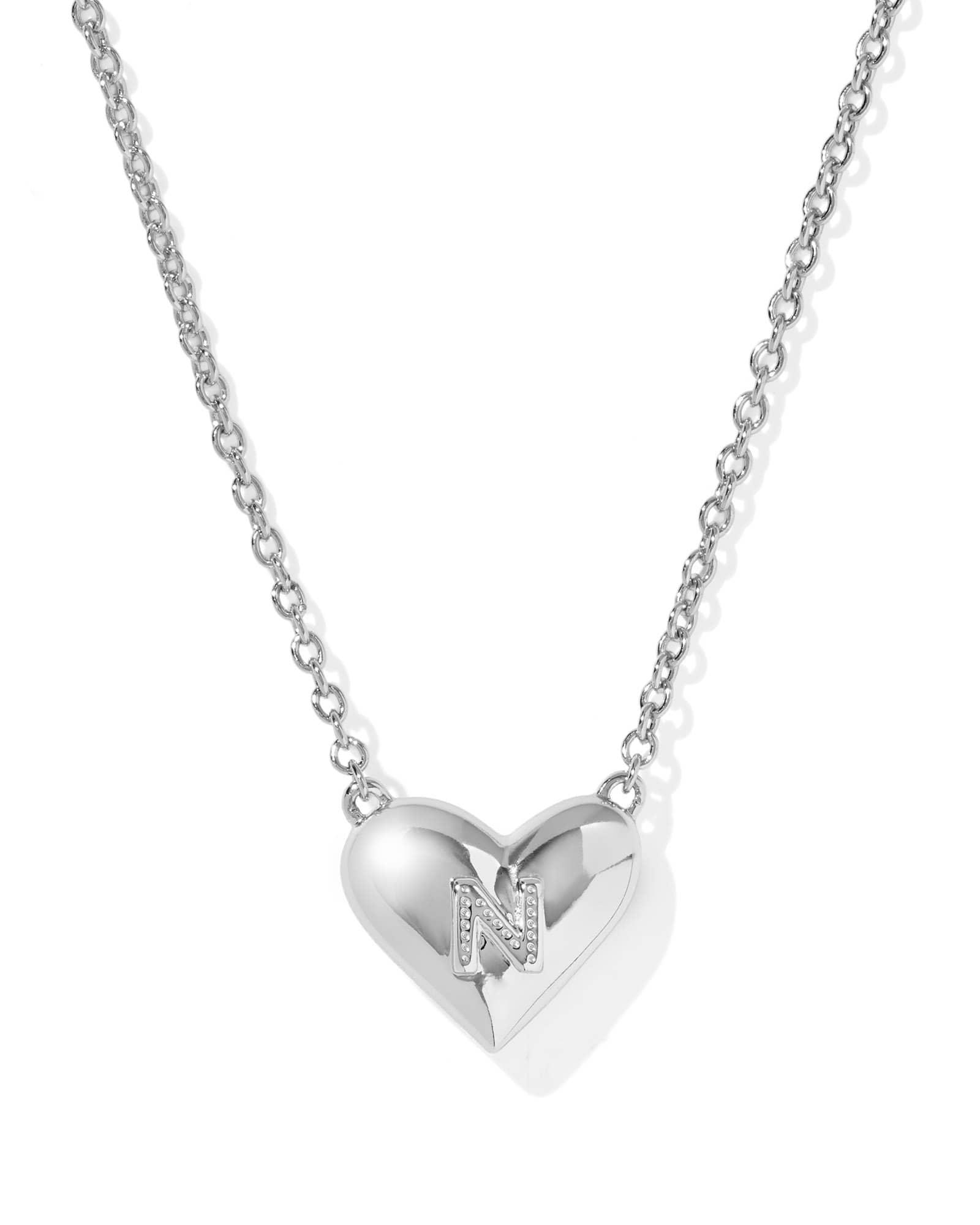 Ari Heart Letter N Silver Short Pendant Necklace Product Image