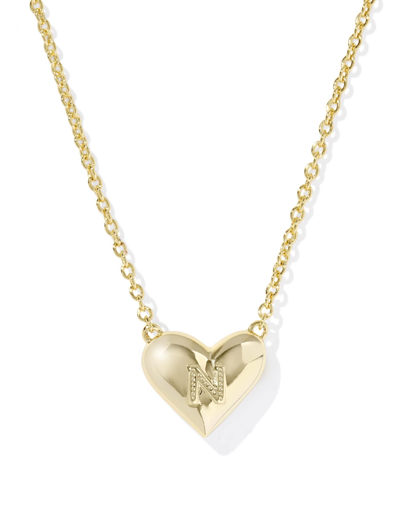 Ari Heart Letter N Gold Short Pendant Necklace Product Image