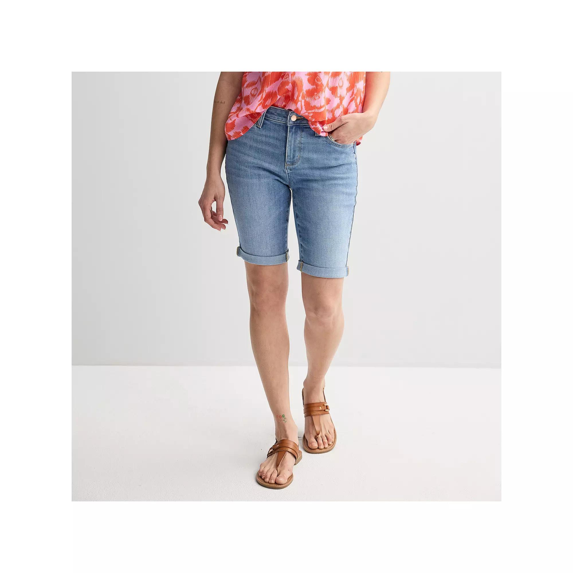 Women's Sonoma Goods For Life® Roll Cuff Bermuda Shorts, Size: 14, Blue Wash Product Image