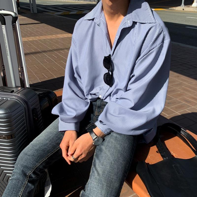 RT No. 2156 OVERSIZE STRIPED COLLAR SHIRT Product Image