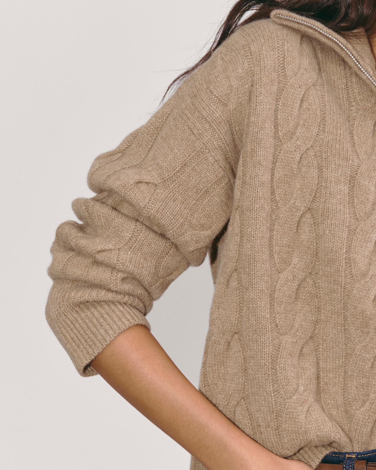 The Cable Half-Zip in Luxe Merino Product Image