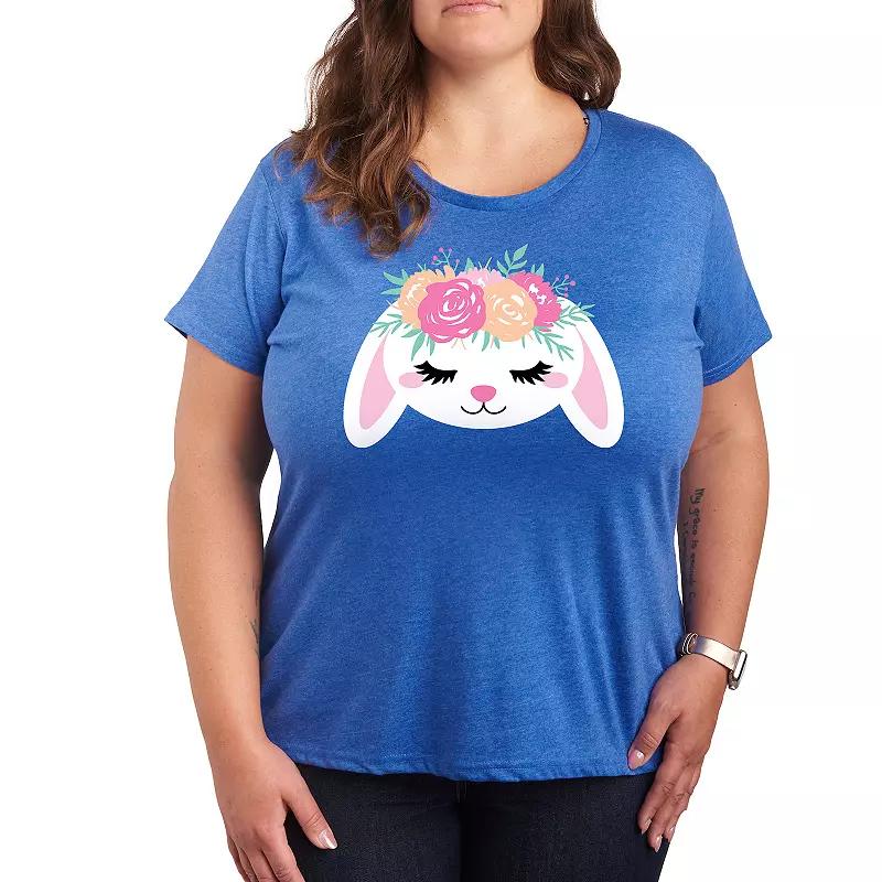 Plus Bunny Face With Flower Crown Graphic Tee, Women's,  Product Image