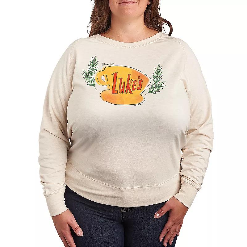 Disneys Mickey & Minnie Mouse Plus Size Mom Collegiate French Terry Long Sleeve Tee, Womens Product Image