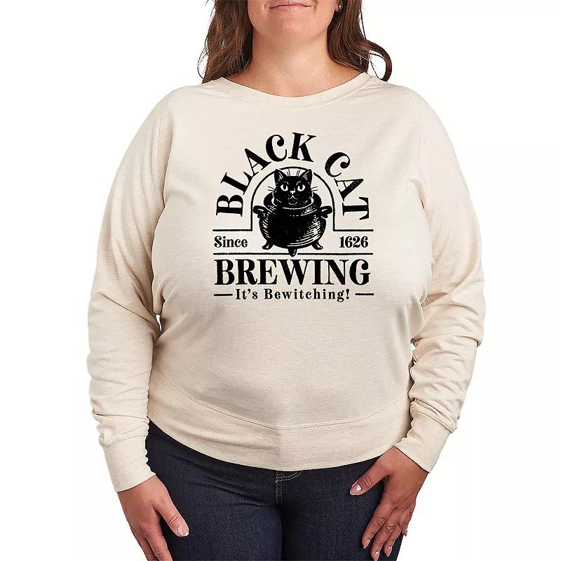 Plus Size Black Cat Brewing French Terry Long Sleeve Tee, Womens Product Image