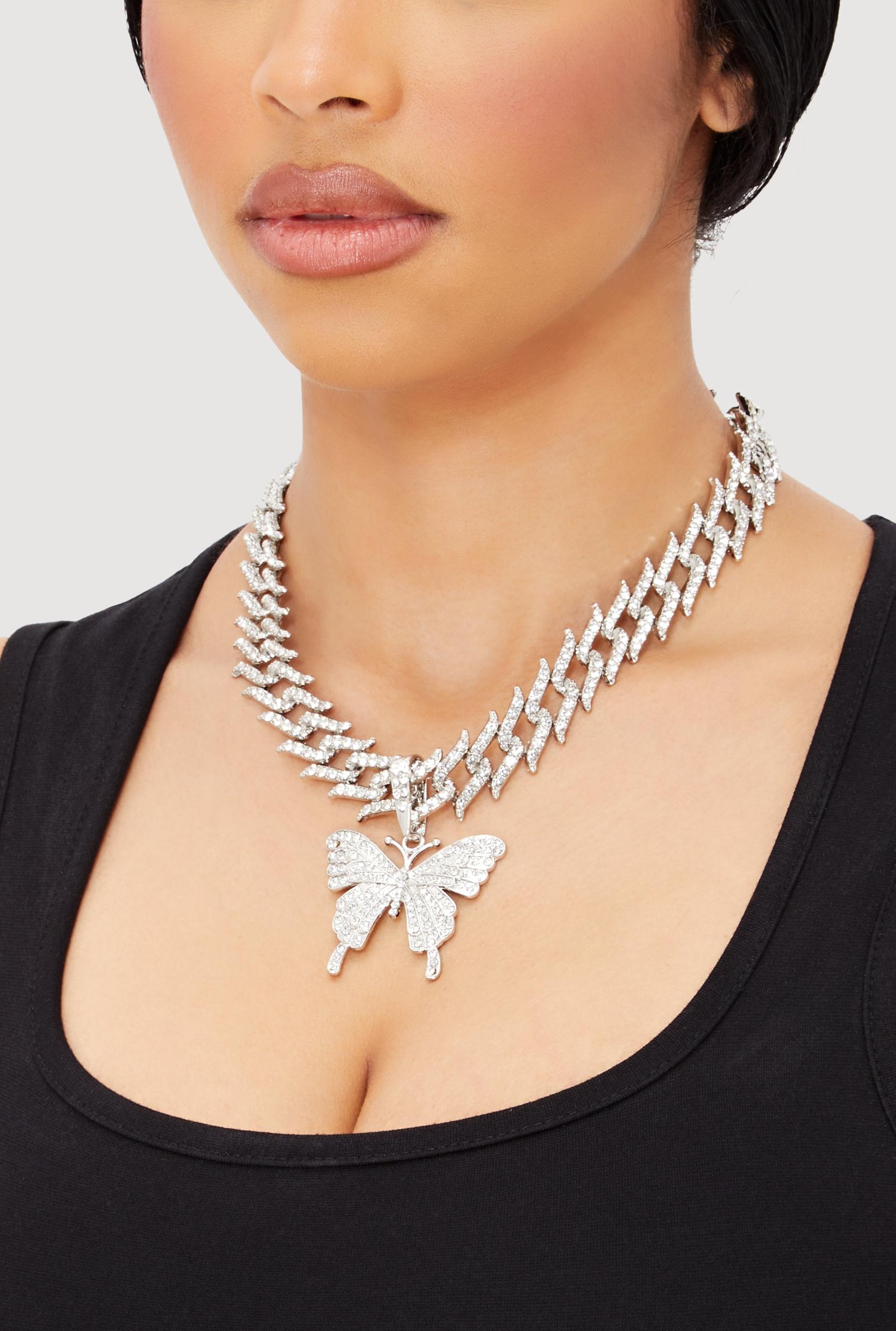 Butterfly Pendant Chain Link Necklace Unisex Product Image