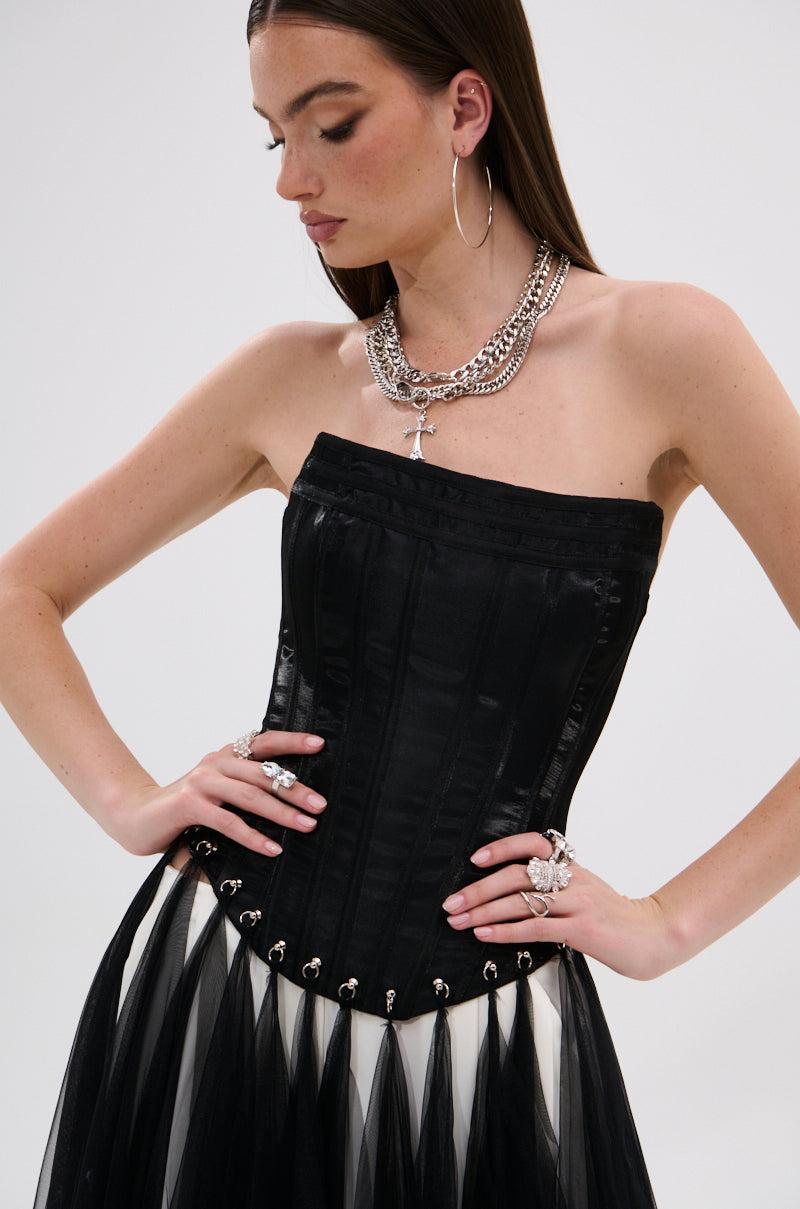 MARRIED TO THE GAME CORSET TOP IN BLACK Product Image