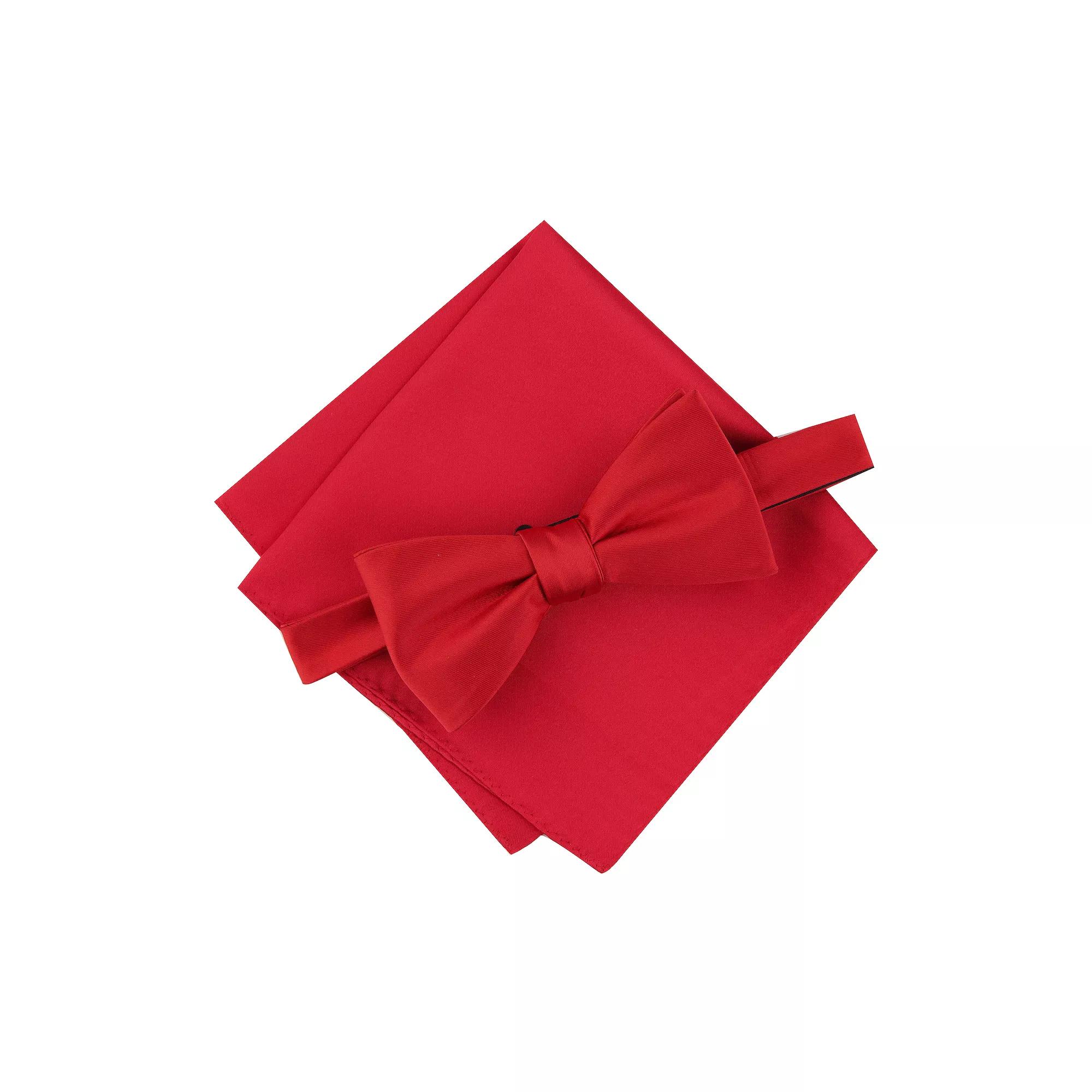 Men's Bespoke Pre-Tied Bowtie Set, Red Bowtie Set Product Image