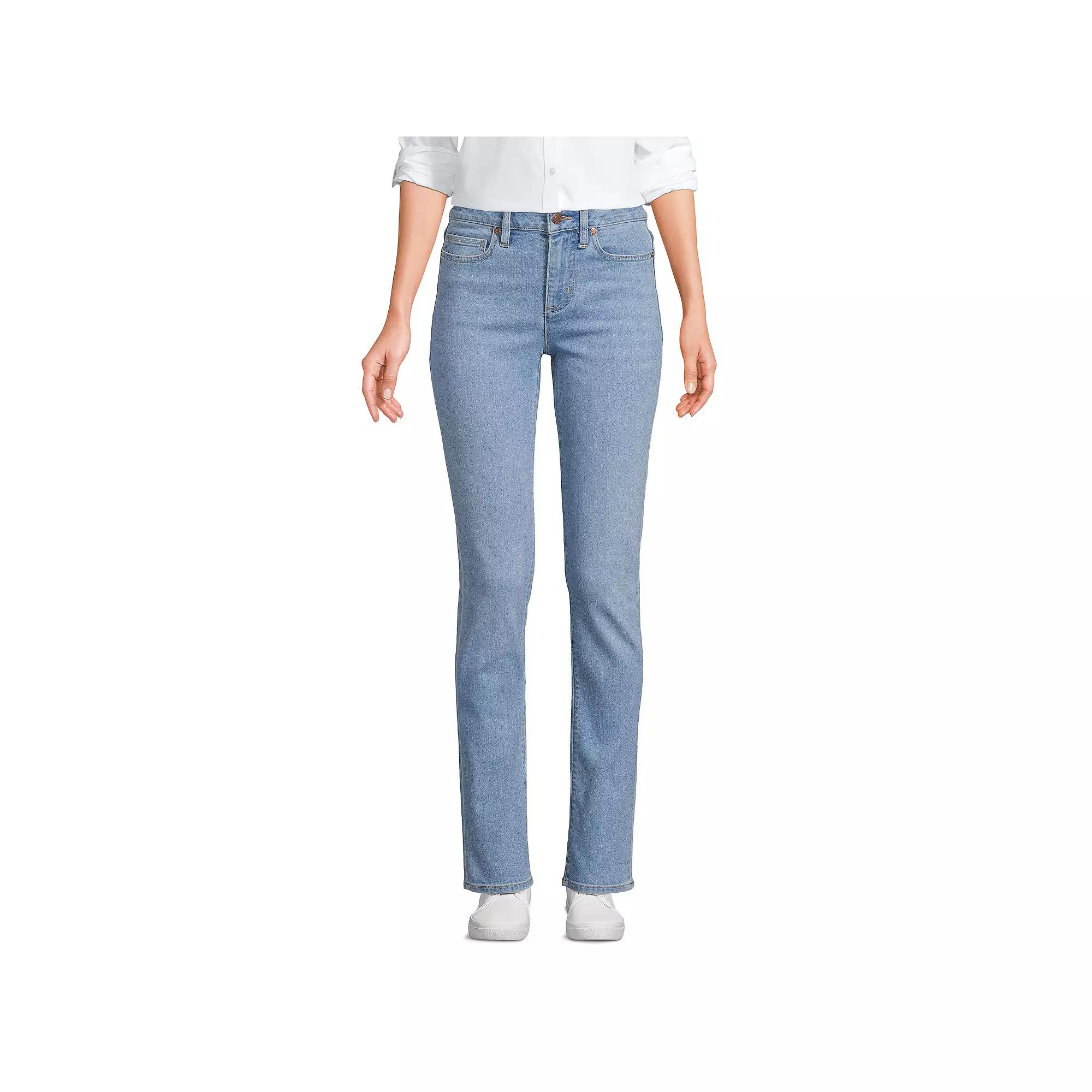 Women's Lands' End Mid-Rise Straight Leg Jeans, Size: 14X32, Mellow Blue Product Image