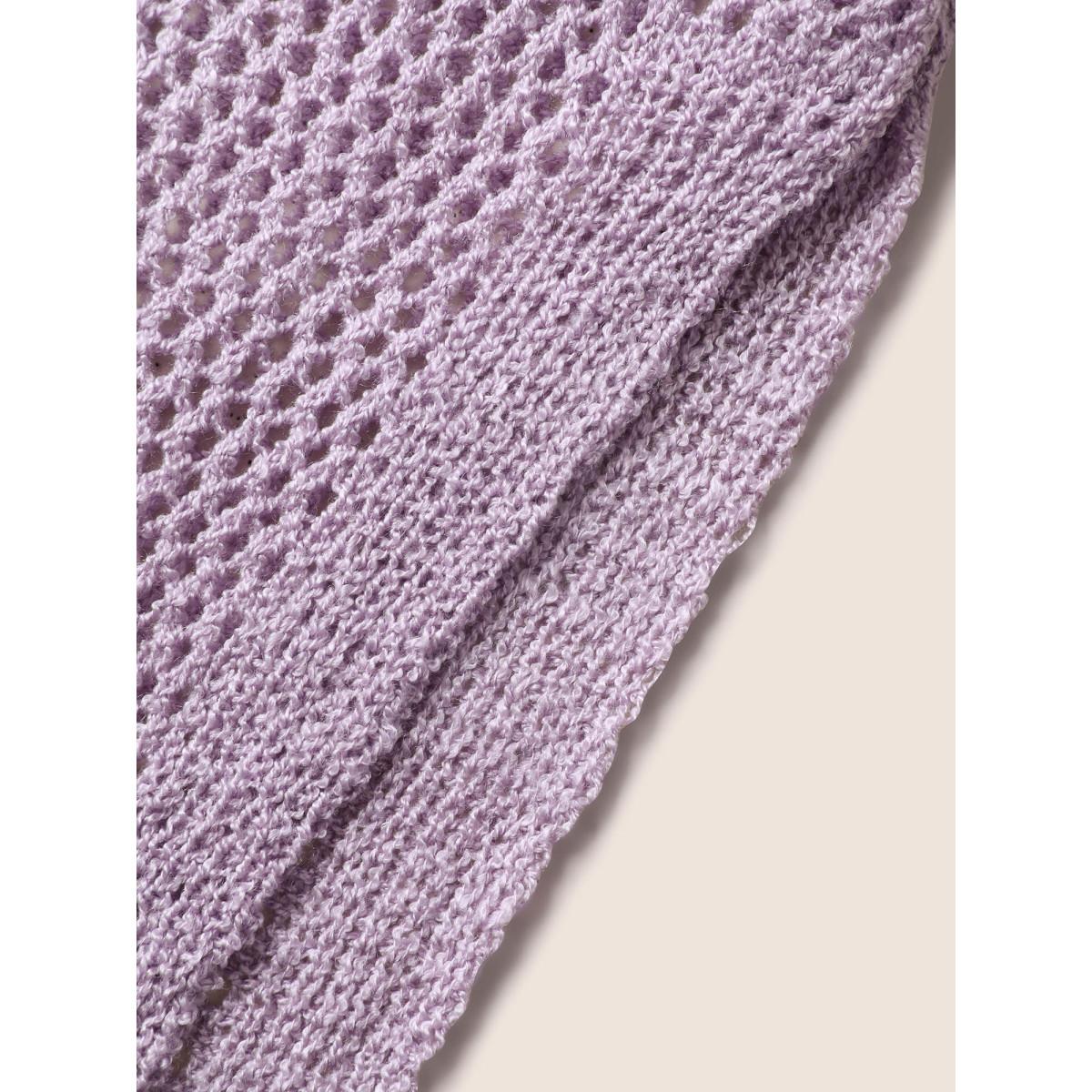 Plus Size Solid Stereo Flower Design Cut Out Cover Up Women's Swimwear Lavender Beach Loose Texture Curve Swim Cover Ups BloomChic 22-24/3X Product Image