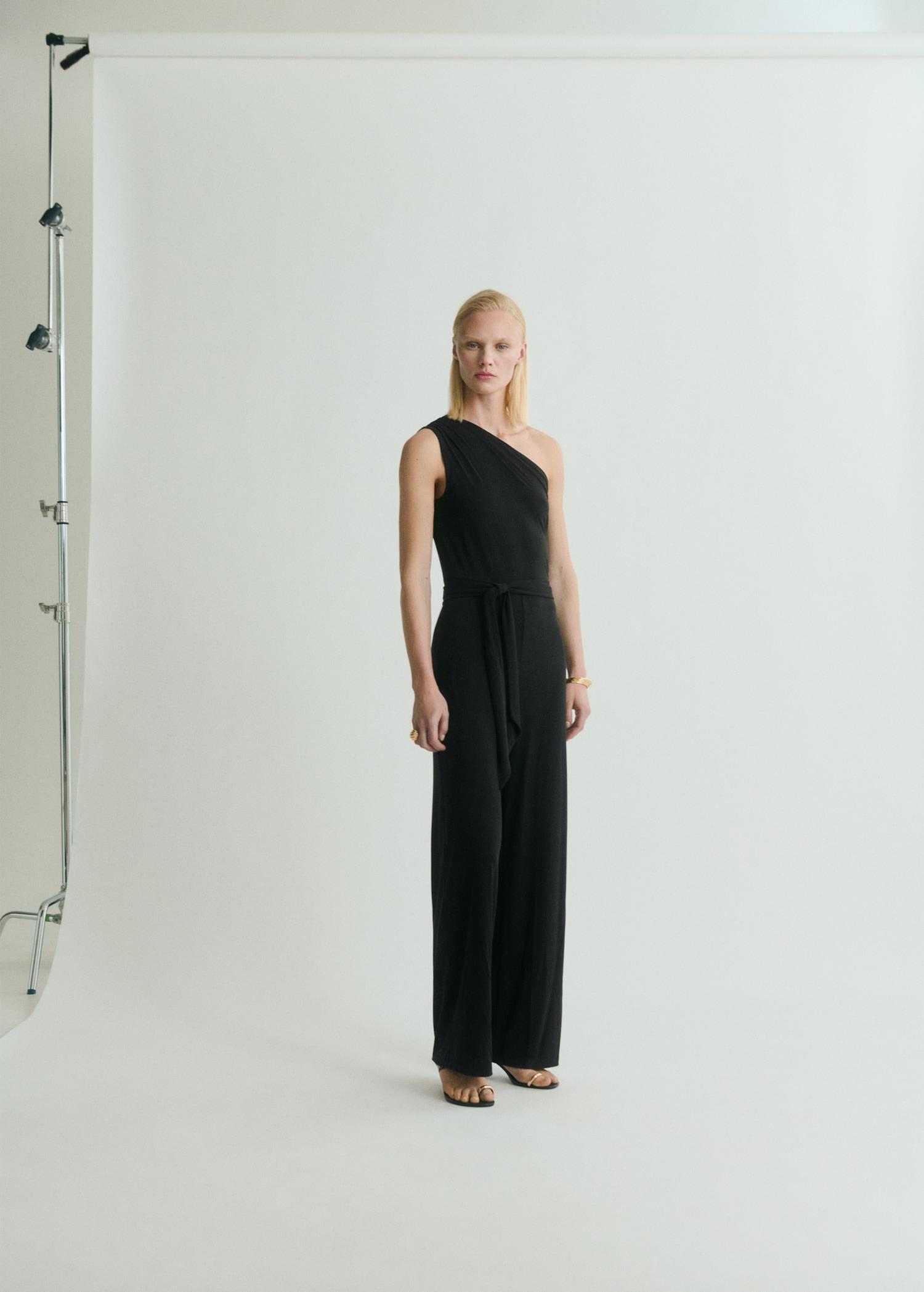 Asymmetric belt jumpsuit - Women | MANGO USA Product Image