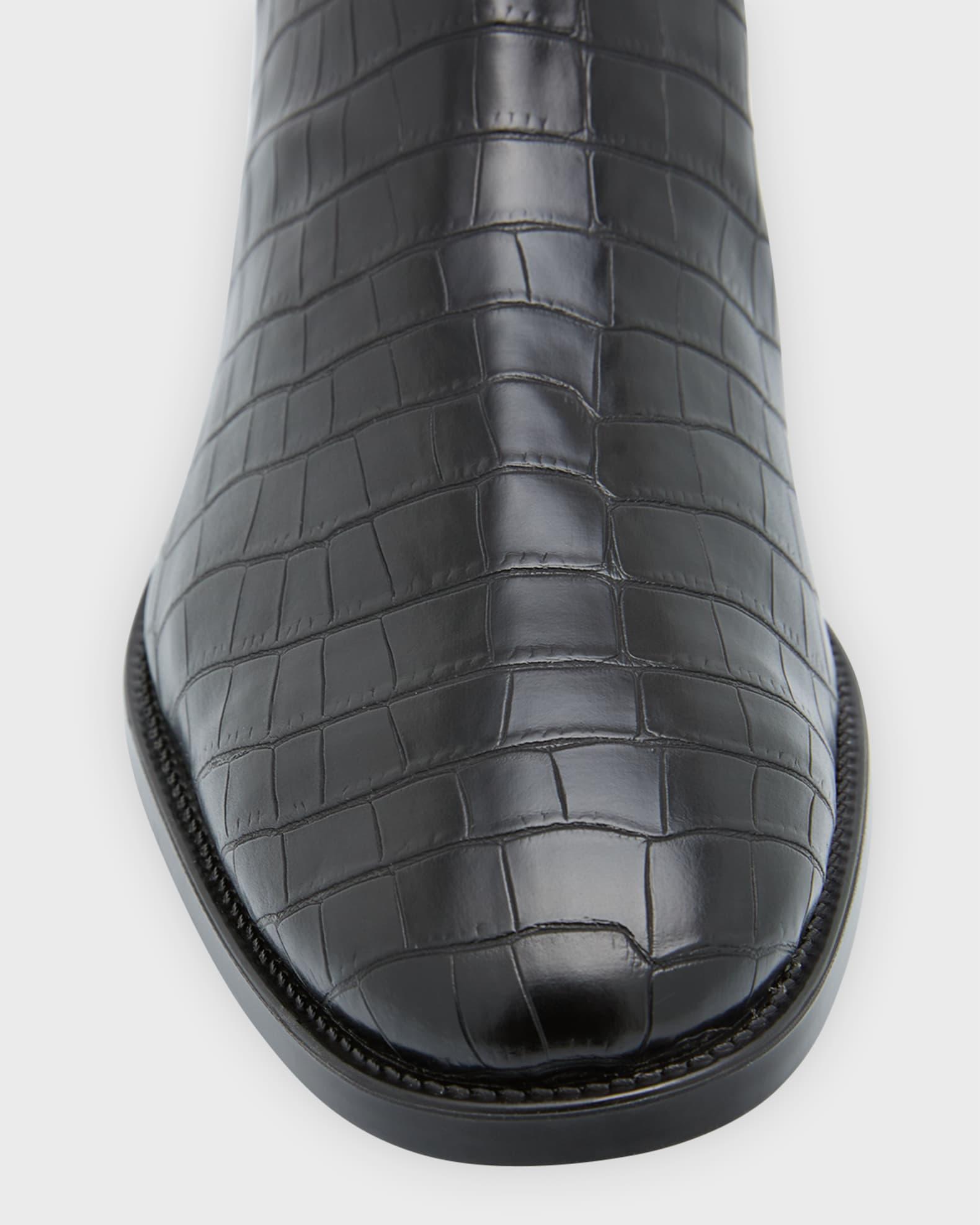 Men's Croc-Embossed Leather Chelsea Boots Product Image