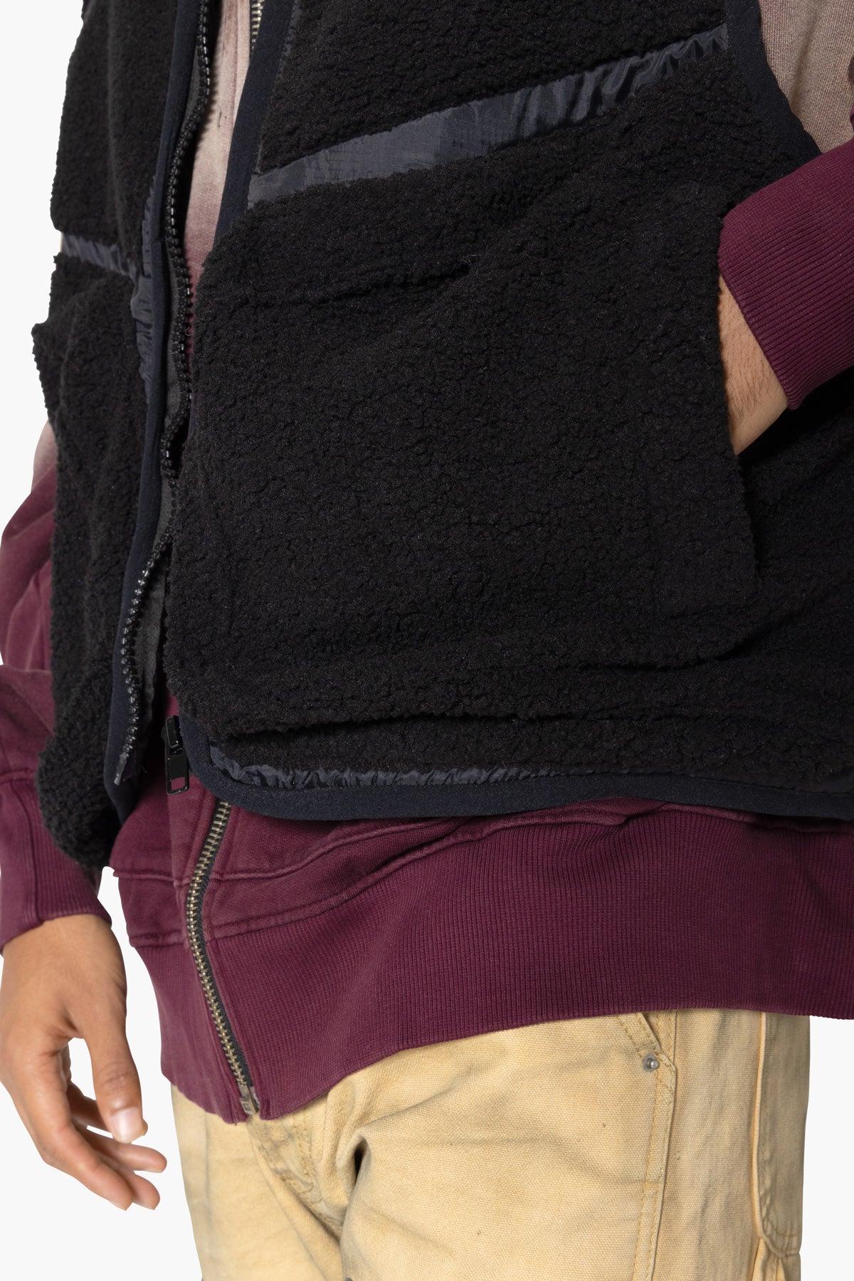 Cropped Tech Sherpa Vest - Black Product Image