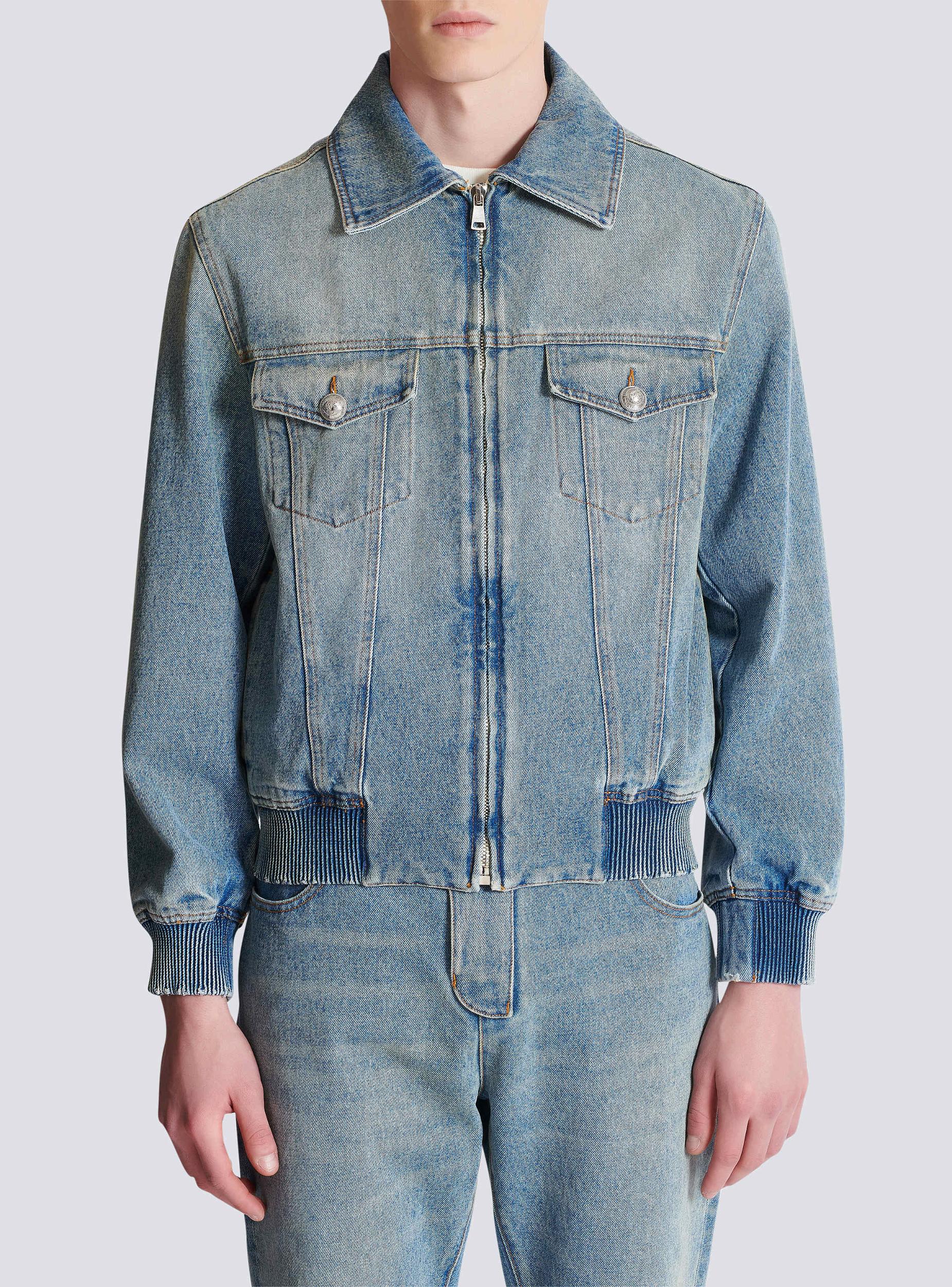 Cropped lined denim jacket Product Image