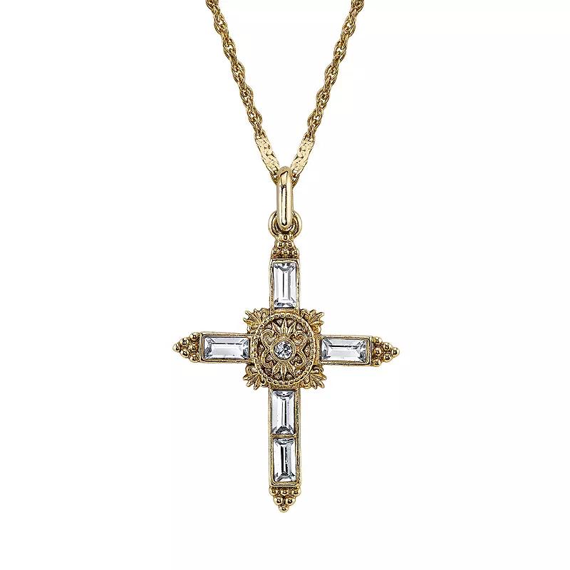 Symbols of Faith Simulated Crystal Cross Pendant, Womens Silver Tone Product Image