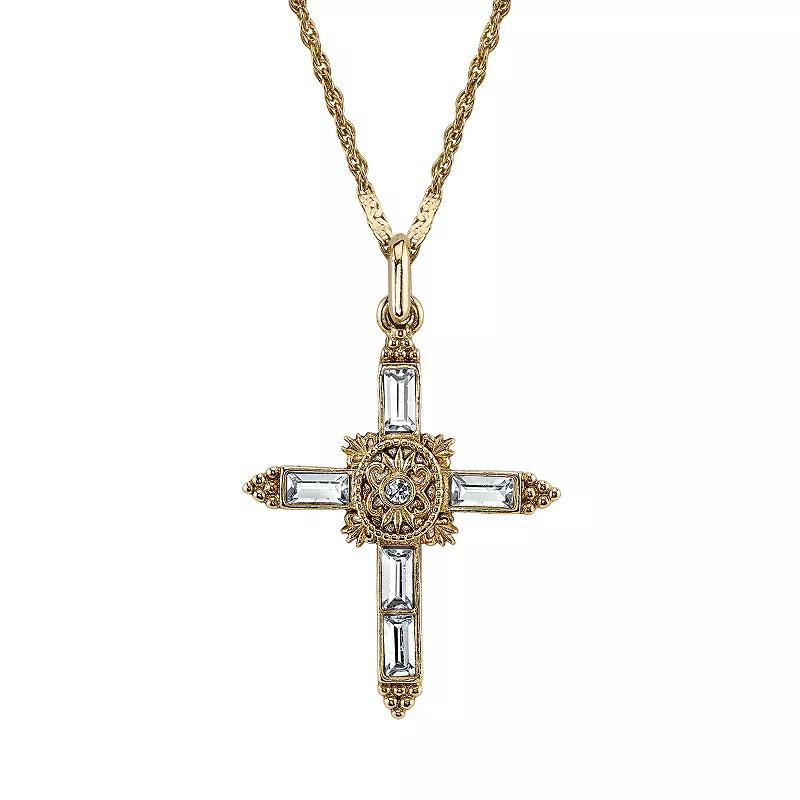 Symbols of Faith Simulated Crystal Cross Pendant, Womens Silver Tone Product Image