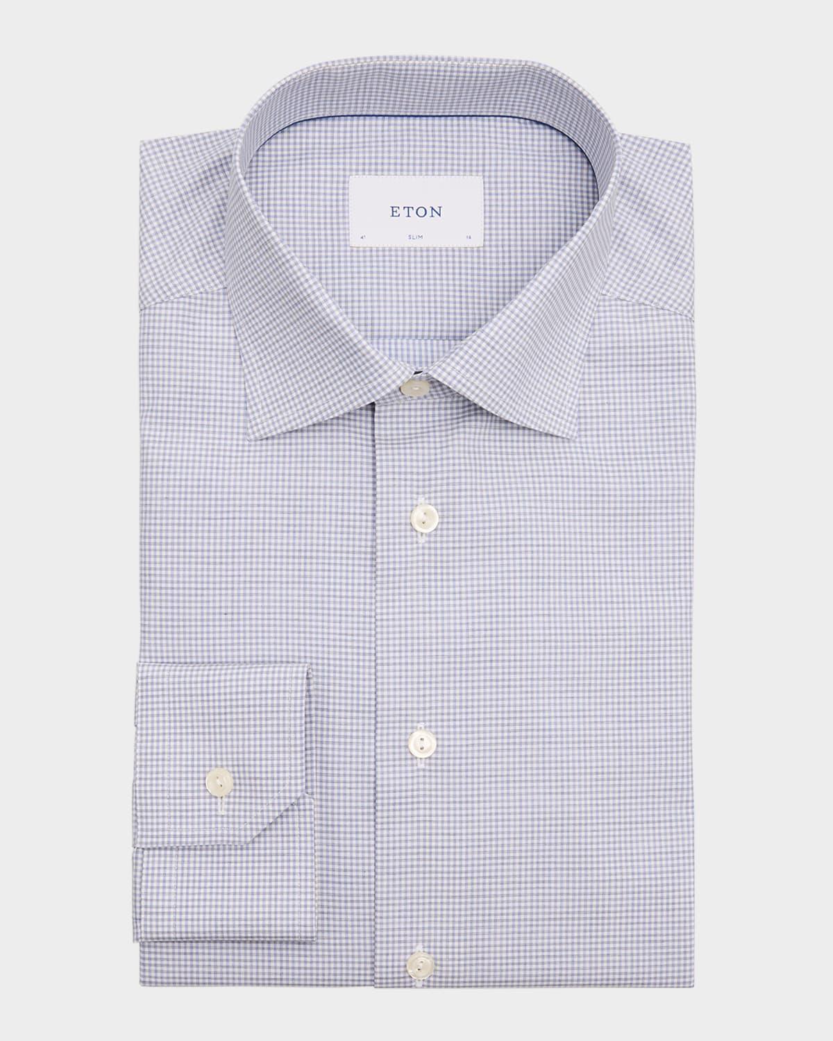 Men's Signature Twill Micro-Check Slim-Fit Dress Shirt Product Image