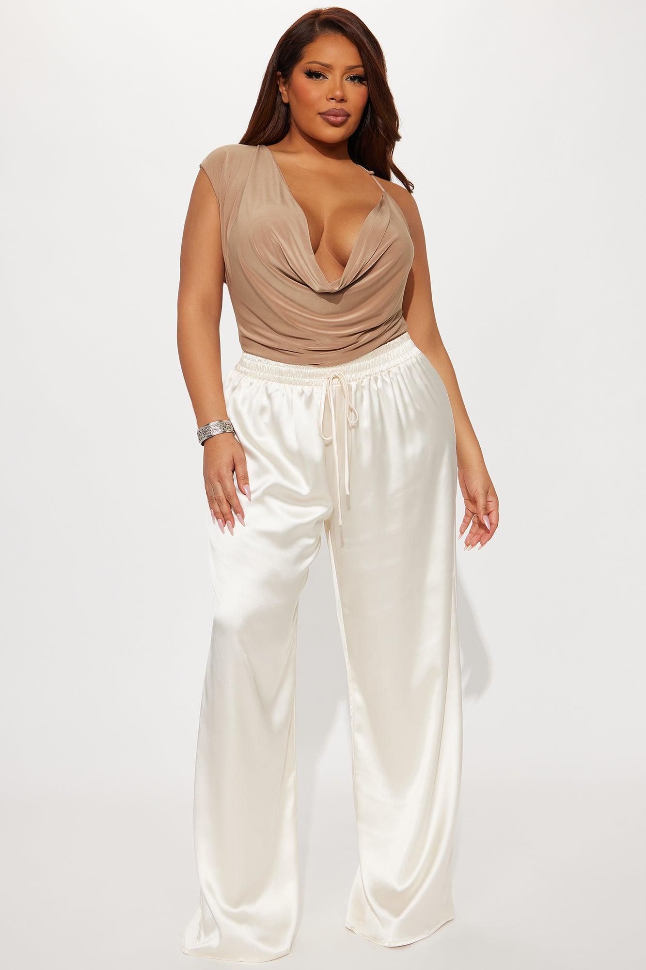 Cascading Passion Cowl Neck Bodysuit - Mocha Female Product Image