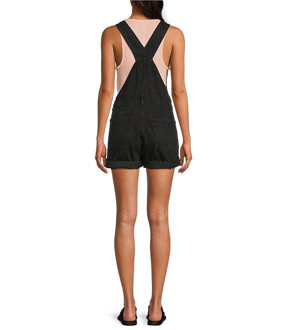 Free People Ziggy Square Neck Sleeveless Frayed Cuffed Hem Shortall Overalls Product Image