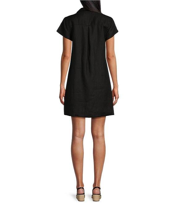 Tommy Bahama Linen Blend Johnny Collar Short Sleeve Side Pocket Shirt Dress Product Image
