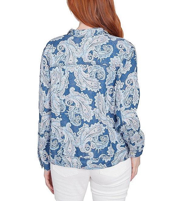 Ruby Rd. Soft Tencel™ Paisley Print Point Collar Long Sleeve Button-Front Jacket Product Image