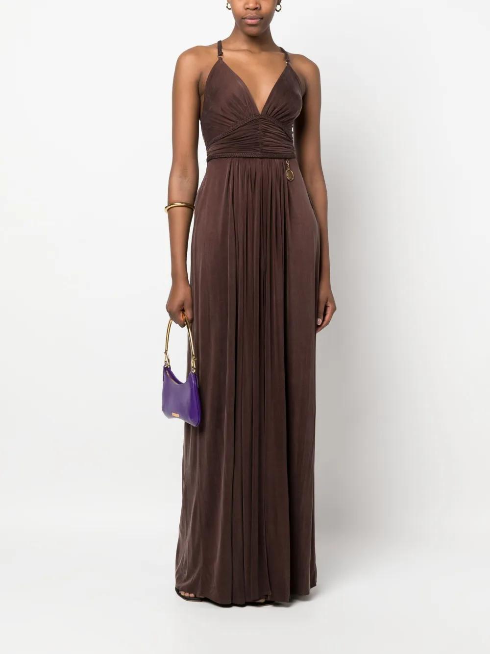 V-neck pleated gown Product Image