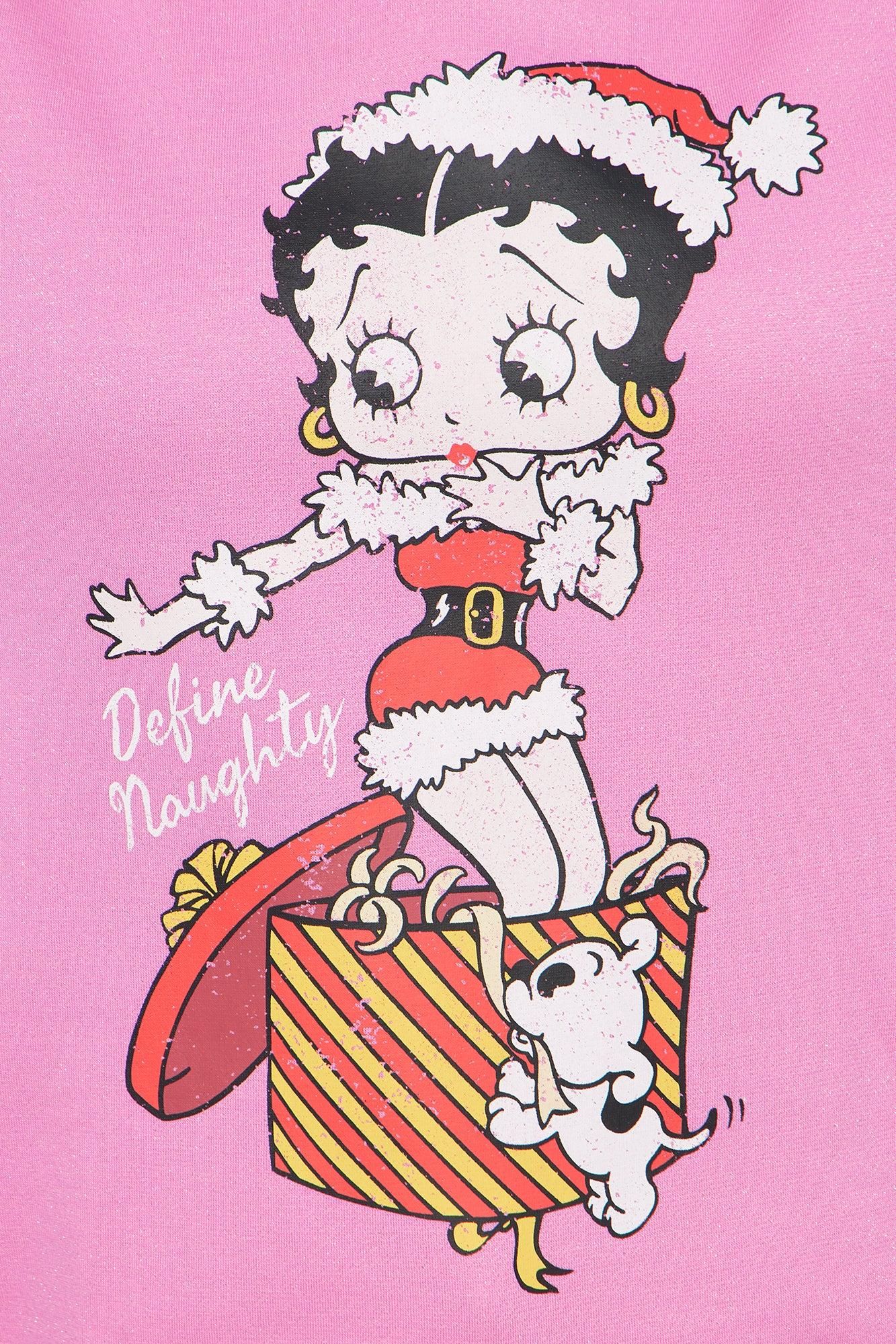 Betty Boop Holiday Crew Sweatshirt - Pink Female Product Image