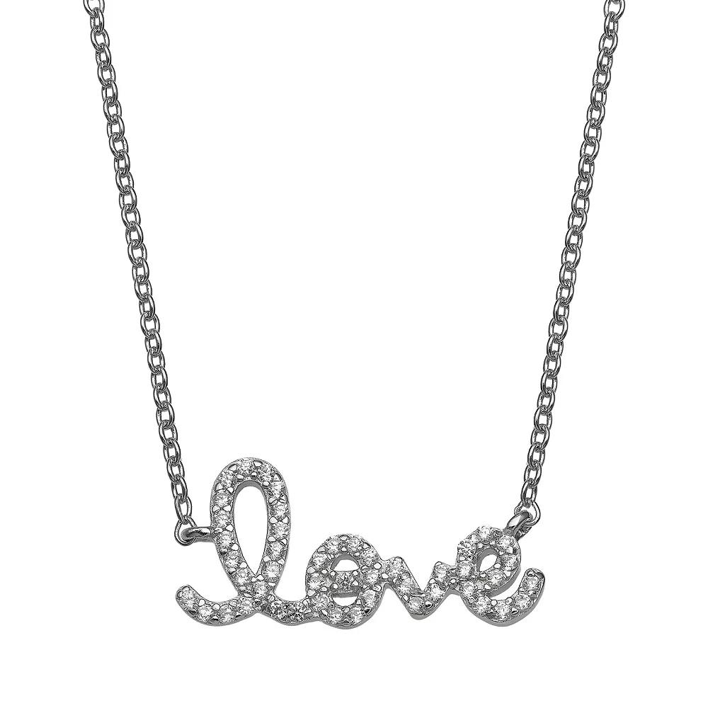 PRIMROSE Sterling Silver Cubic Zirconia Love Necklace, Women's, Size: 18", Silver Tone Product Image