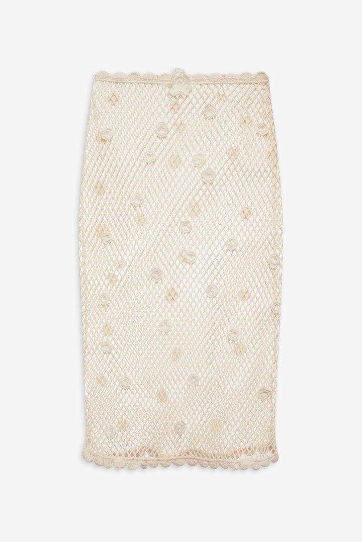 Betty Bouquet Knit Midi Skirt — Cream Product Image