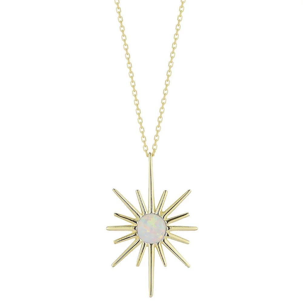 Sunkissed Sterling Simulated Opal Star Pendant Necklace, Women's, Size: 16", Gold Tone White Product Image