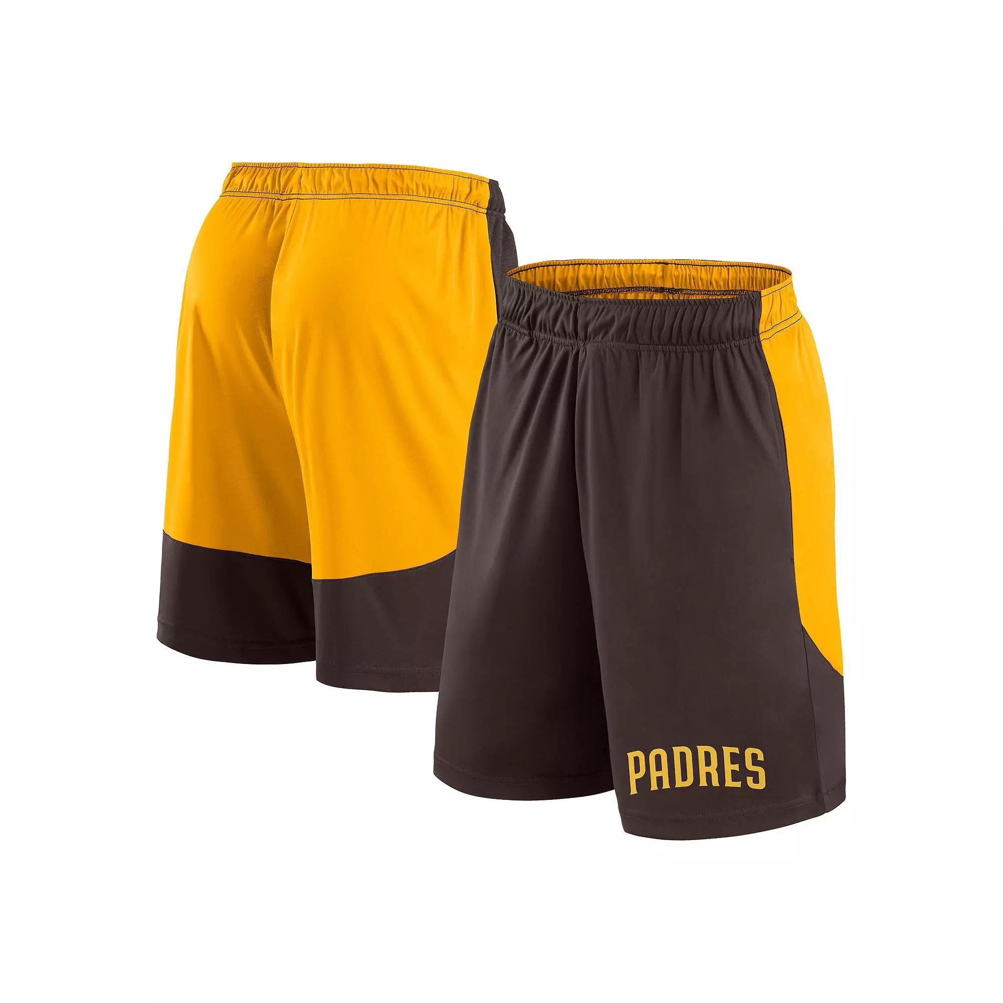 Men's Fanatics Brown/Gold San Diego Padres Launch Polyester Shorts, Size: 2XL Product Image