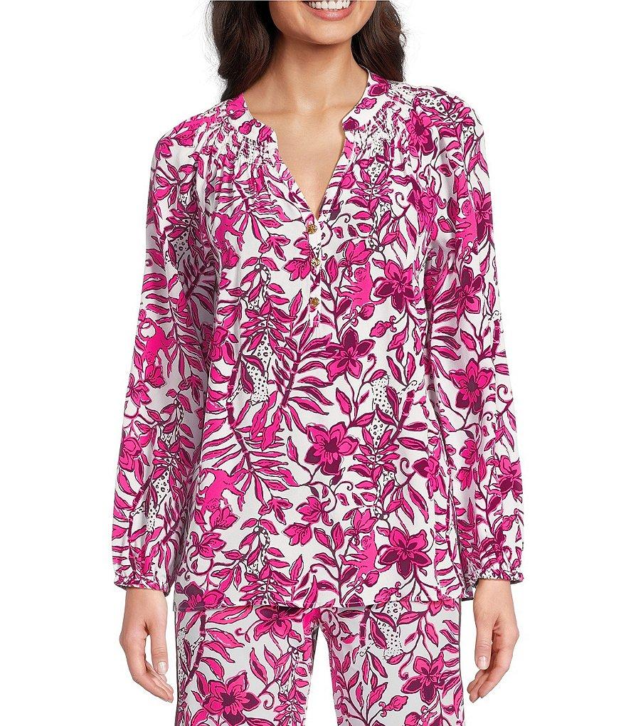 Lilly Pulitzer Coordinating Elsa Elderflower Print V-Neck Bracelet Sleeve Top Product Image