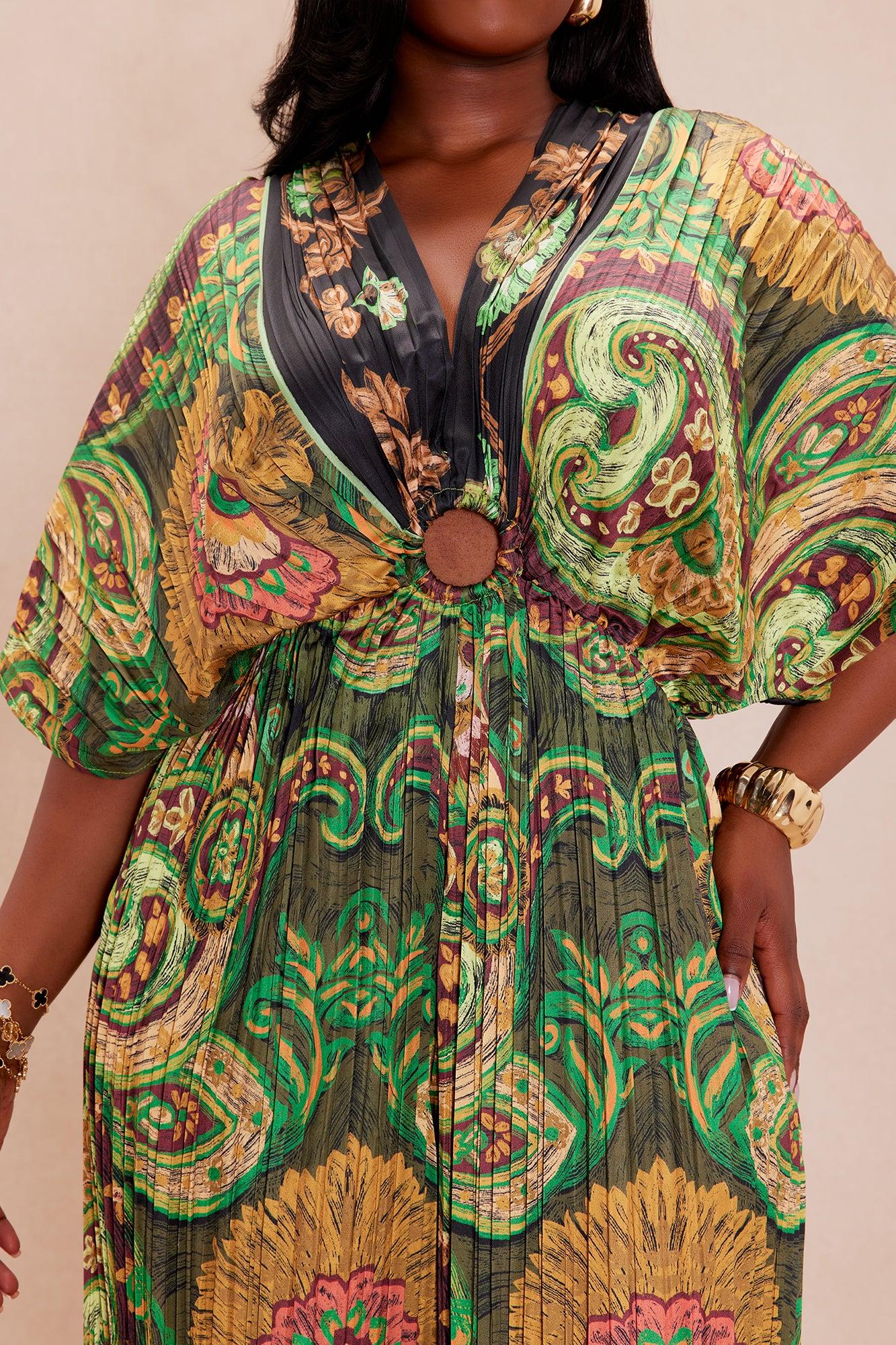 Kamari Pleated Wide Leg Jumpsuit - Olive/combo Product Image