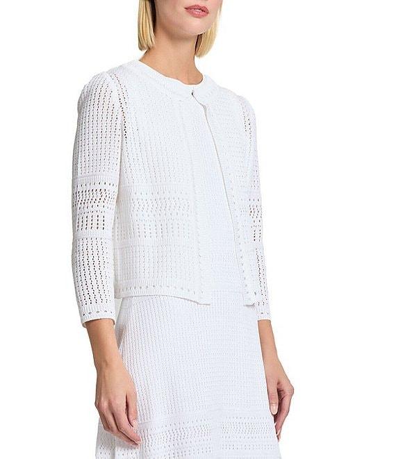 MISOOK Pointelle Knit Round Neck Bracelet Sleeve Jacket Product Image