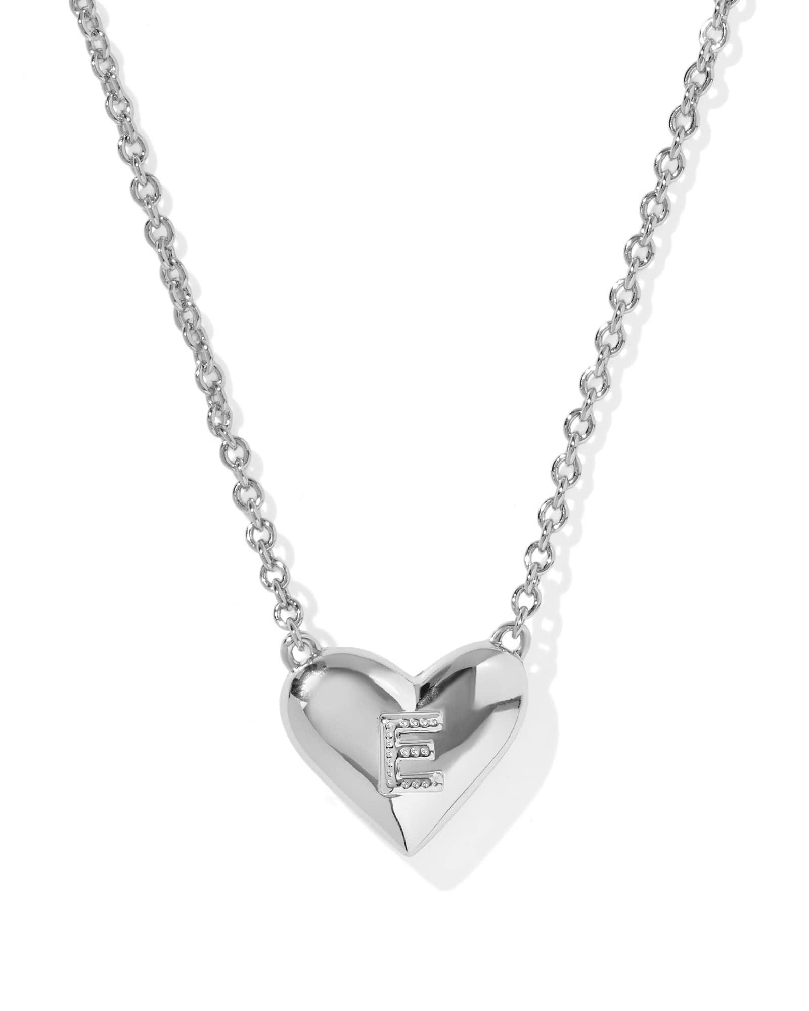 Ari Heart Letter E Silver Short Pendant Necklace Product Image