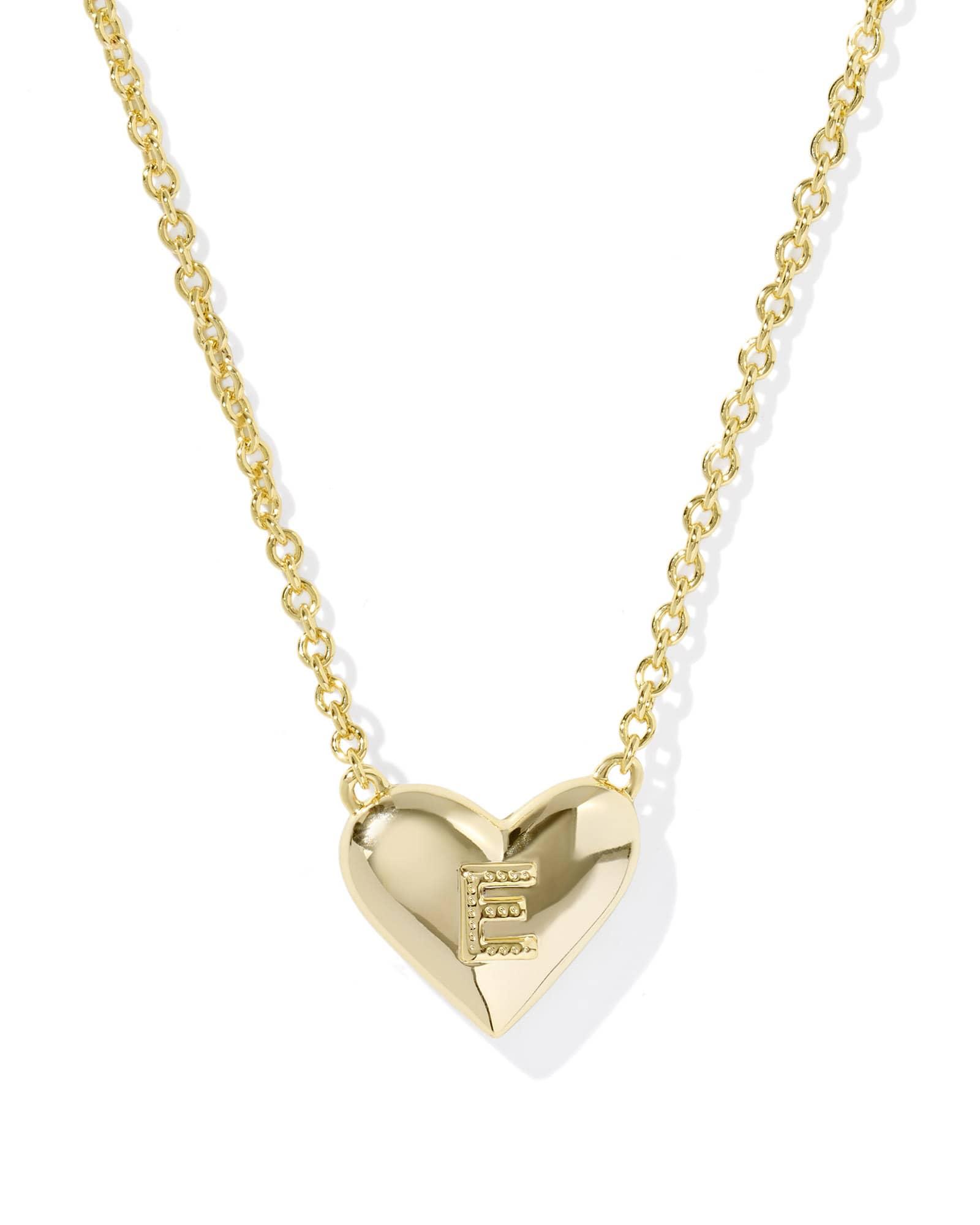 Ari Heart Letter E Gold Short Pendant Necklace Product Image