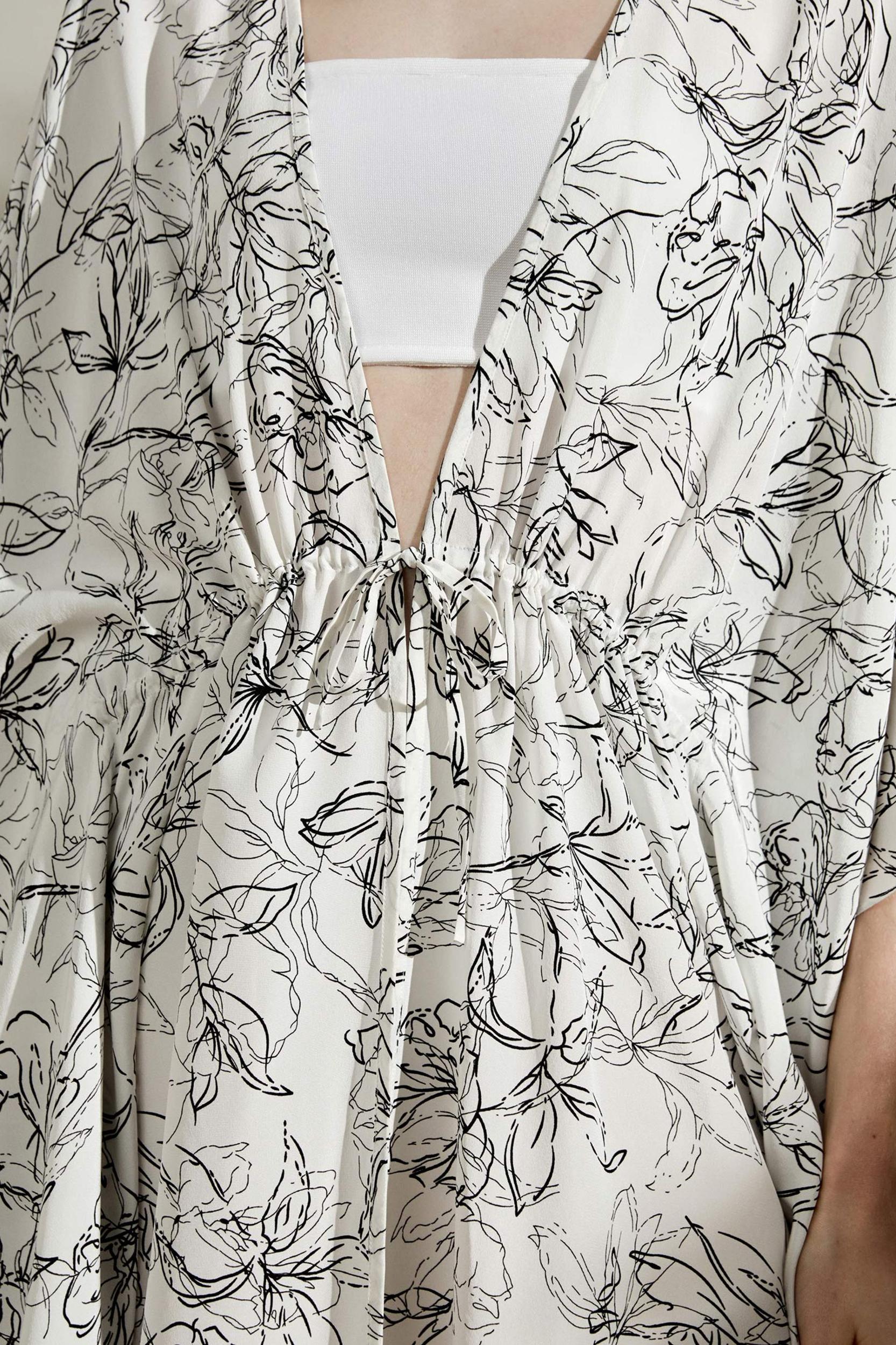 Floral Sketch Silk Cardigan Product Image