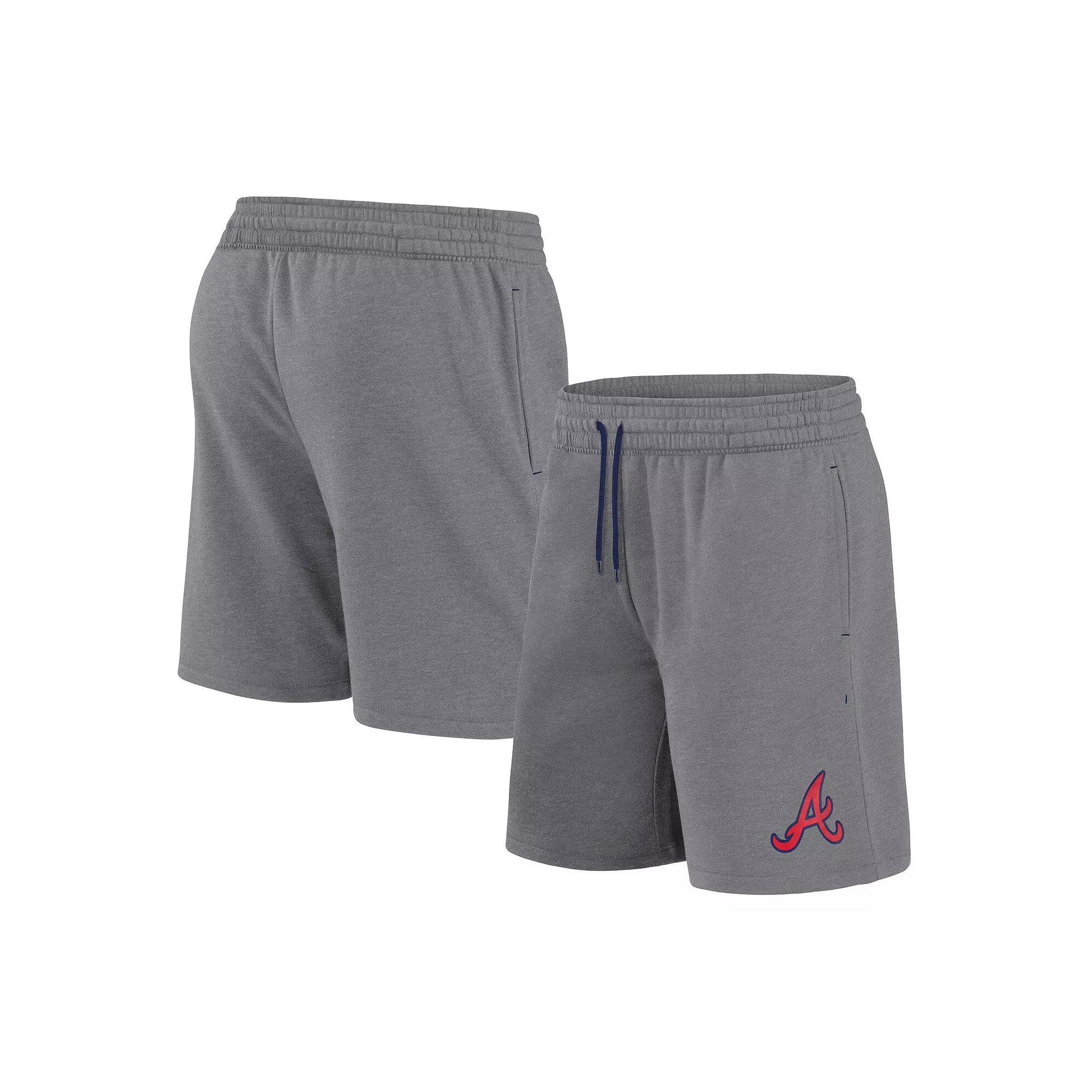 Men's Fanatics  Heather Gray Atlanta Braves Logo Shorts, Size: XL, Grey Product Image