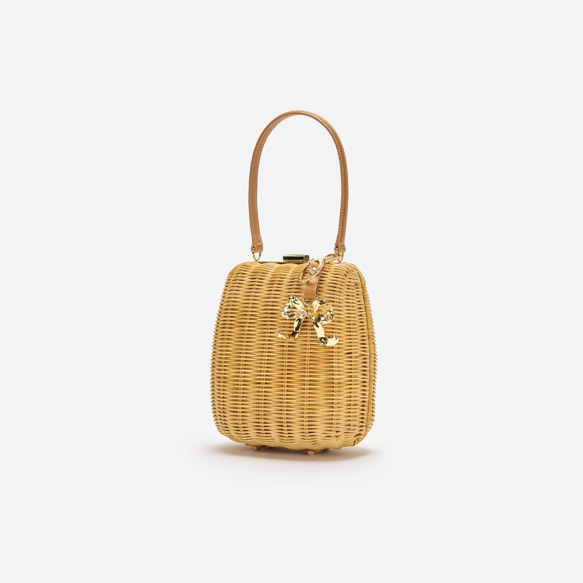 Brown Rattan Bag With Keychain Product Image