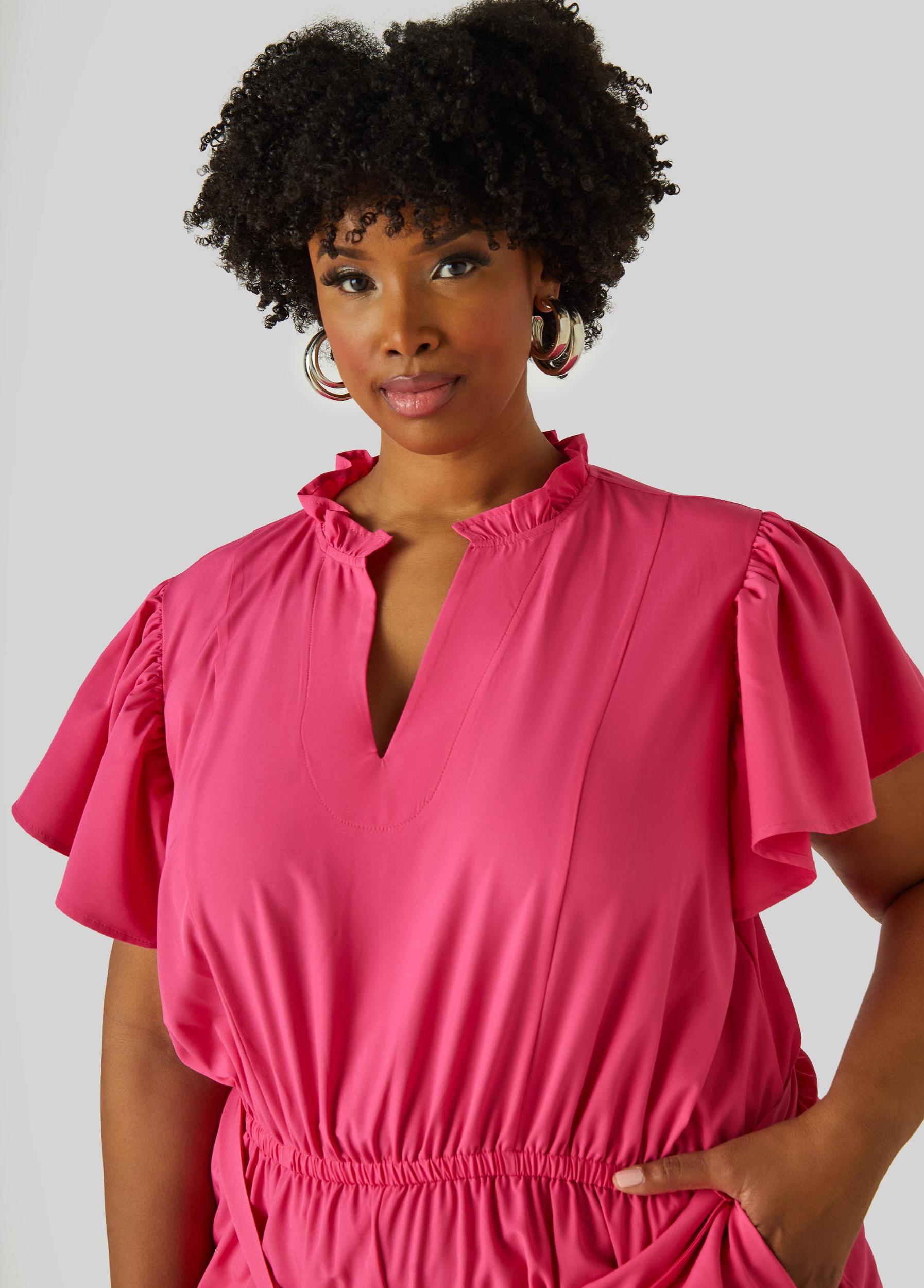 Plus Size Ruffled Wide Leg Jumpsuit Ashley Stewart Product Image