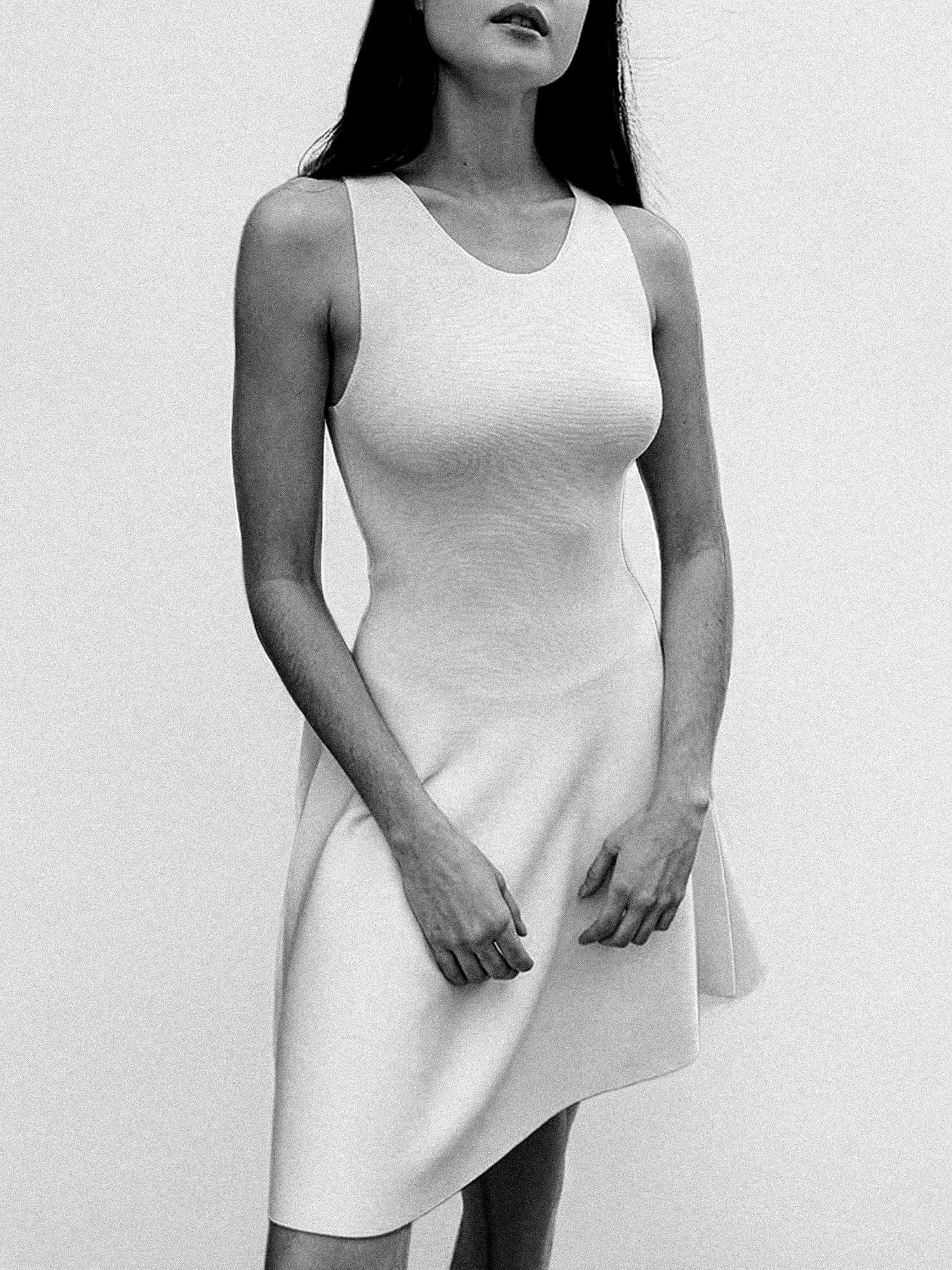 Women's Labs 3D Print-Knit Sleeveless Flare Dress - Cement Product Image