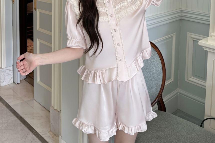 Lace Panel Pajama Set Product Image