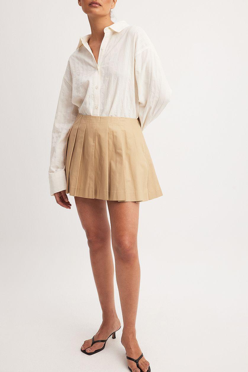 Cotton Pleated Mini Skirt Product Image