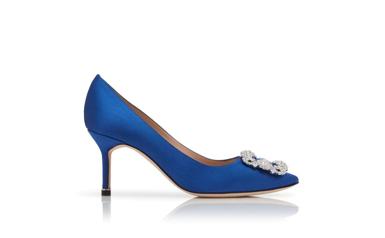HANGISI 70 Blue Satin Jewel Buckle Pumps Product Image