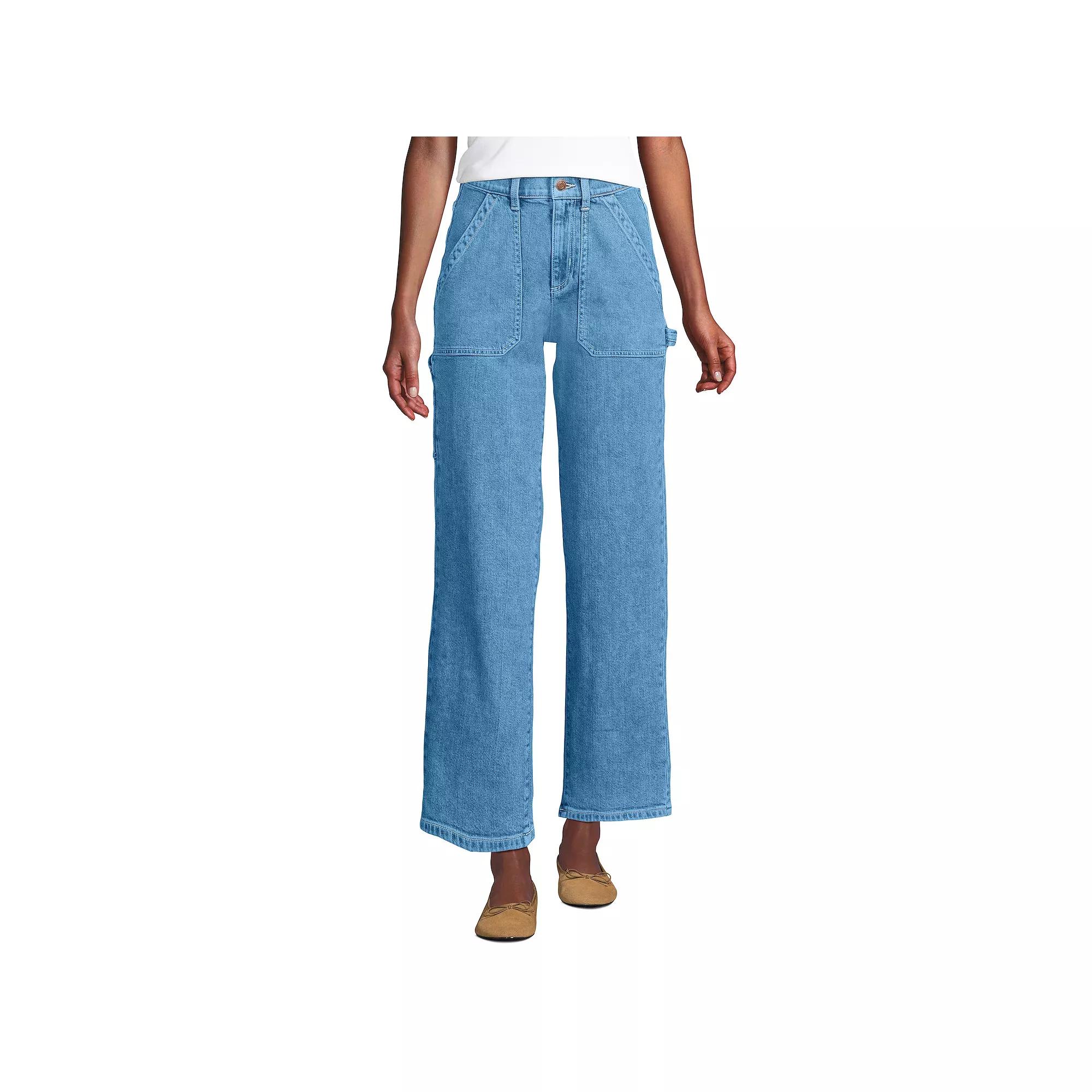 Women's Lands' End Soft Denim High Rise Cargo Ankle Jeans,  Product Image